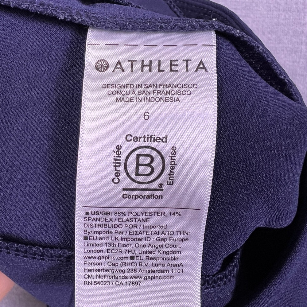 Athleta Brooklyn Ankle Straight Leg High Rise Pant Women 6 Navy Blue Polyester - Picture 6 of 12